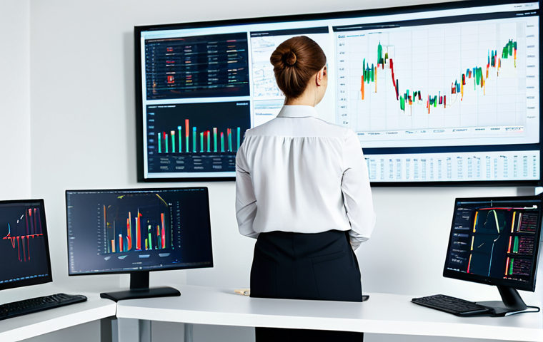 AI 개발 기술의 미래 - **Subject:** A data scientist working at a desk in a bright, modern financial office.
    **Clothing...