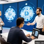 Home 19 AI 개발의 문제 해결 방법 - A modern AI research lab scene featuring diverse data scientists and engineers collaborating around ...